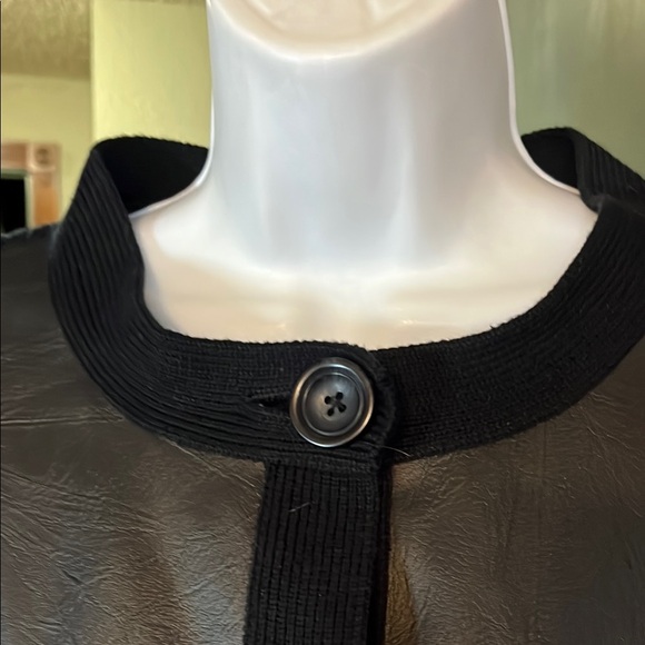 EUC Signature Jones NY Jacket- Button Up Black Faux Leather and Knit Sz L - Picture 4 of 11